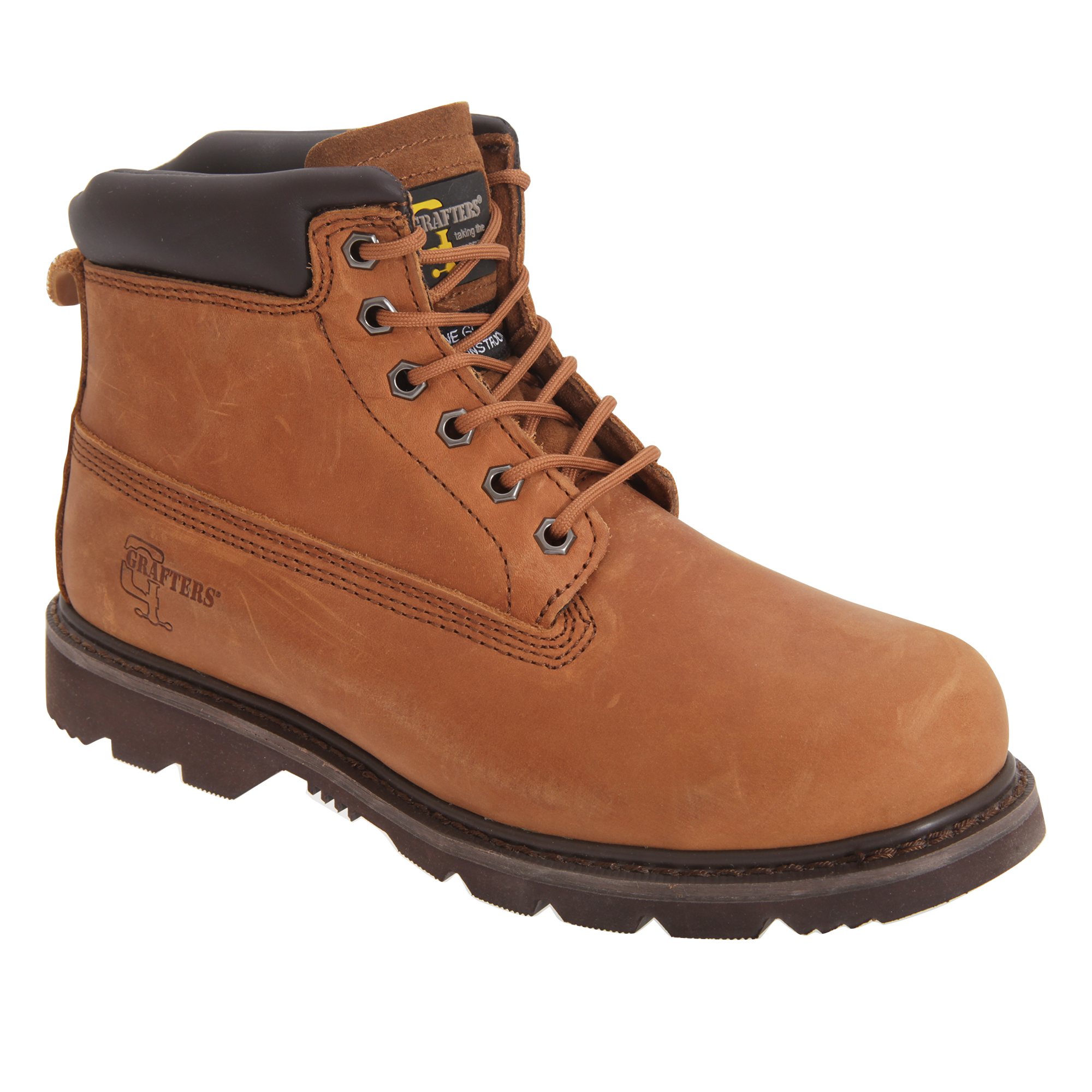 Mens Safety Work Boots Brown Leather Steel Toe Cap Goodyear Soled Grafters